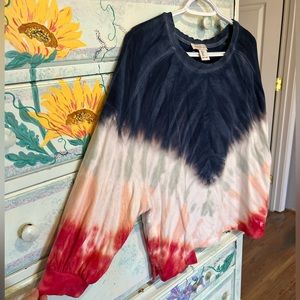 ⭐️B2G1⭐️ RACHEL ZOE RED WHITE AND BLUE TIE DYE CROPPED SWEATSHIRT